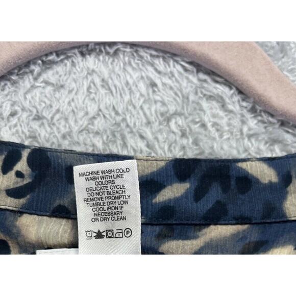 LIZ CLAIBORNE Women Blouse Sheer 2X Blue Black Beige Animal Print Loose‎ Fit - Picture 7 of 10